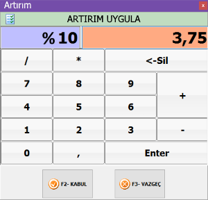 pos artırım ekranı