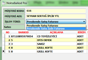 pos iade ekranı